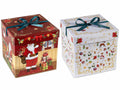 Scatole di Natale quadrate in carta con coperchio e fiocco in raso. Ideali, set da 12 pezzi