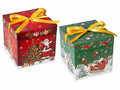 Scatole di Natale quadrate in carta con coperchio e fiocco in raso. Ideali per confezionare dolci, panettoni, torroni, cesti di Natale e prodotti arti