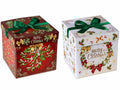 Scatole di Natale quadrate in carta con coperchio e fiocco in raso. Ideali, set da 12 pezzi