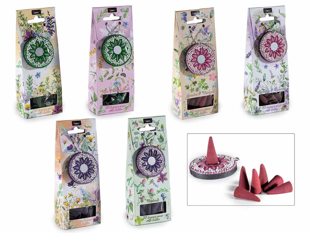 Confezioni da 30 coni incenso con porta cono in confezione regalo, set da 6 pezzi, Conetto: Ø 1,2 cm x 2,8 H