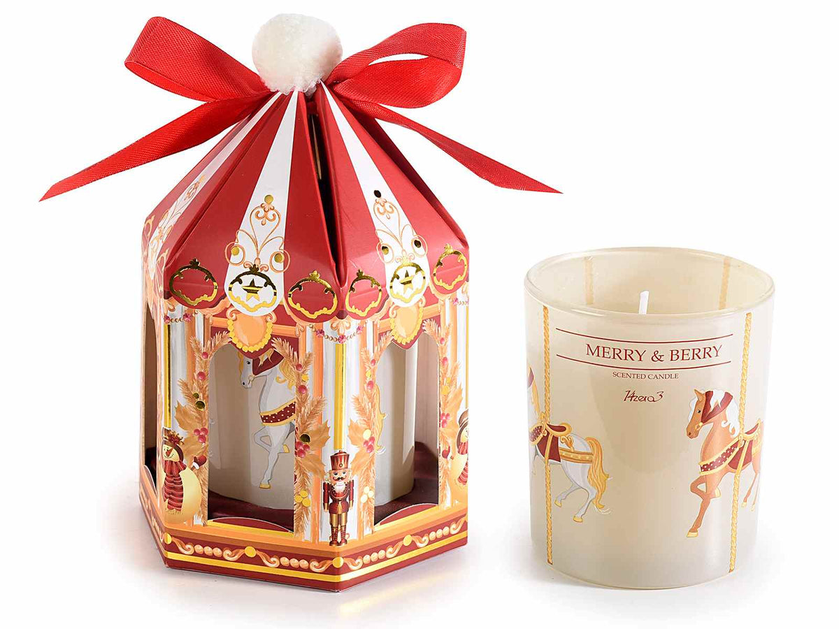 Candela profumata natalizia in bicchiere di vetro con confezione, set da 4 pezzi, Candela: Ø 7 cm x 8 H
