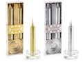 Confezione regalo di Natale con 2 candele e portacandela tondo in vetro, set da 8 pezzi, Portacandela: Ø5,5cmx2H