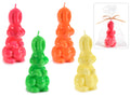 Candele a forma di coniglio pasquale colorate effetto lucido in confezione, set da 8 pezzi, cm 5,5 x 5,5 x 12,5 H