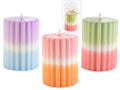 Candele a cilindro con sfumatura in doppio colore pastello in confezione, set da 3 pezzi, Ø 7,5 cm x 10 H