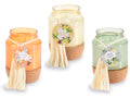 Candele profumate in barattolo di vetro con base sughero e nappina, set da 6 pezzi, Ø 6,5 cm x 9,5 H