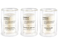 Candele profumate in vasetto di vetro con doppio fondo con scritte, set da 3 pezzi, Ø 8 cm x 12 H