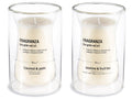 Candele profumate in vasetto di vetro doppio fondo e scritte, set da 2 pezzi, Ø 10 cm x 15 H