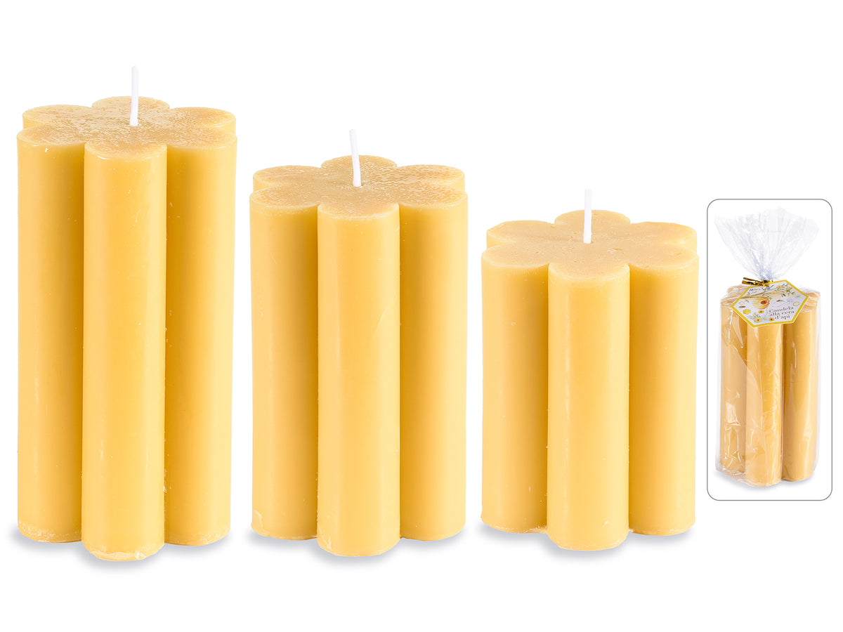 Candele a fiore in cera d'ape in confezioni singole e, Grande: Ø 7 cm x 12 H