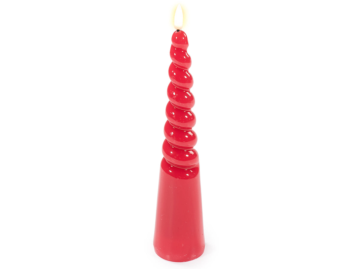 Candele elettroniche di Natale in cera rossa con fiamma LED in movimento, dal, set da 6 pezzi, Ø 5 cm x 25 H