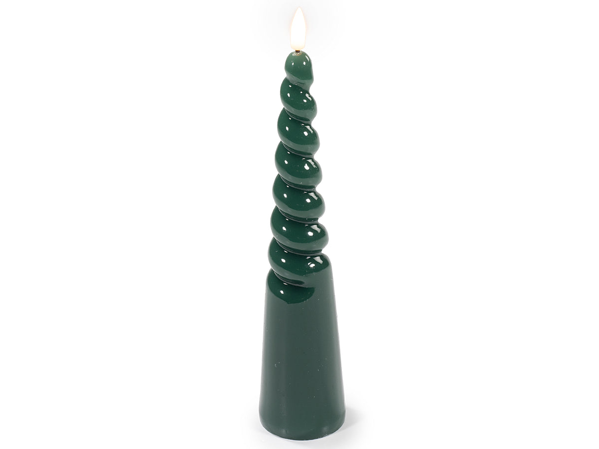 Candele elettroniche di Natale in cera verde con fiamma LED in movimento, dal, set da 6 pezzi, Ø 5 cm x 25 H