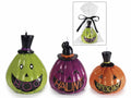 Candele a zucca di Halloween con glitter e scritte in confezione singola, set da 6 pezzi, Grande: Ø 7,5 cm x 10,5 H