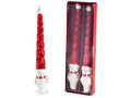 Candele di Natale torchon con decoro a pupazzo di neve in scatola da due pezzi, set da 4 pezzi, Candela: Ø 4 cm x 26 H