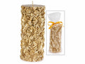 Candele di Natale dorate con decori stella di Natale in rilievo, in confezione, set da 4 pezzi, Ø 7,5 cm x 17 H