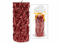 Candele rosse natalizie con decori stella di Natale in rilievo, in confezione, set da 4 pezzi, Ø 7,5 cm x 17 H