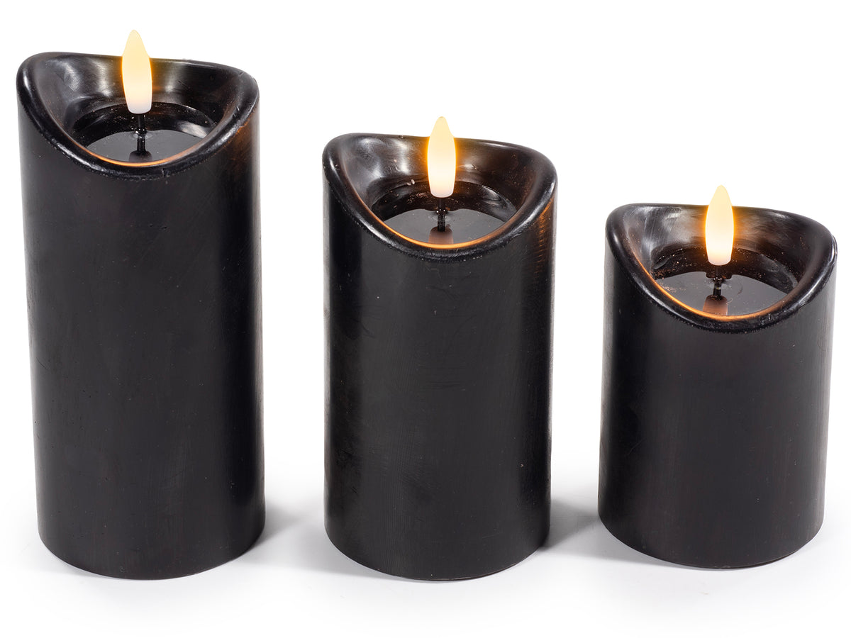 Candele elettroniche in cera con fiamma LED in movimento, offrono, set da 2 pezzi, Grande: Ø 7 cm x 16 H