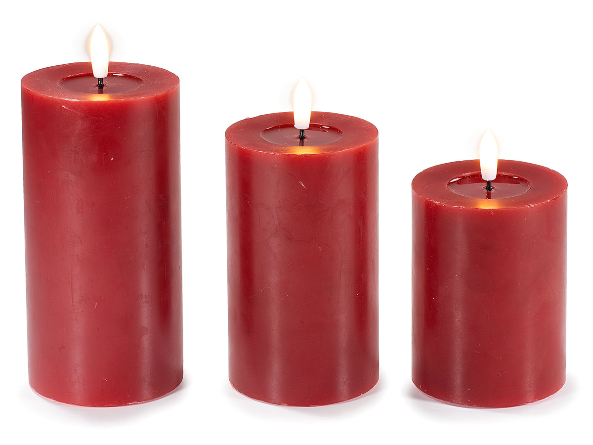 Candele elettroniche in cera con fiamma fissa a LED, offrono, set da 2 pezzi, Grande: Ø 7,5 cm x 17,5 H