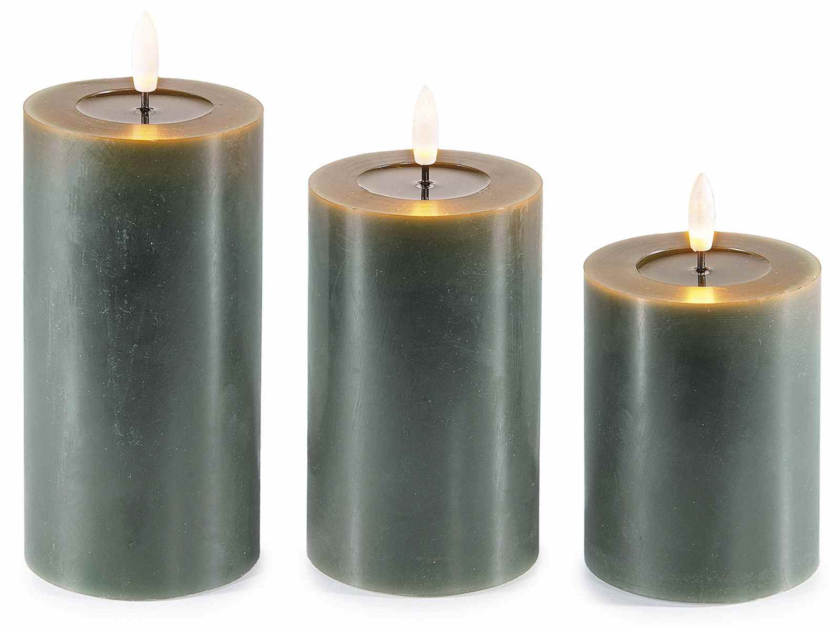 Candele elettroniche in cera con fiamma fissa a LED, offrono, set da 2 pezzi, Grande: Ø 7,5 cm x 17 H