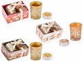 Confezione a cofanetto regalo di Natale con portacandela tealight in vetro, set da 9 pezzi, Portatealight: Ø cm 5 x 6 H