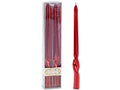 Candele a stelo torchon color rosso metallizzato in scatola da due pezzi, set da 8 pezzi, Ø 2,2 cm x 30 H