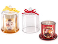 Candele di Natale profumate in campana di vetro con decoro natalizio, set da 4 pezzi, Ø 8,5 cm x 11 H