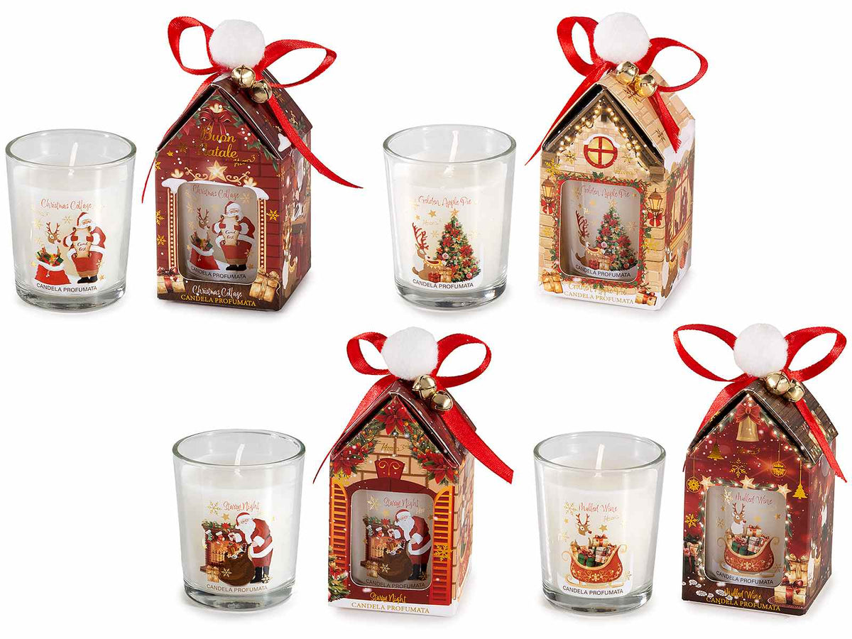 Candele profumate di Natale in bicchiere di vetro in confezione regalo, set da 8 pezzi, Candela: Ø 5,5 cm x 6,5 H
