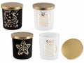 Candele profumate in barattolo di vetro satinato con coperchio e con decori, set da 8 pezzi, Ø 9,5 cm x 10 H