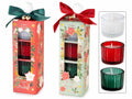 Candele profumate in vasetto di vetro lavorato in confezione regalo natalizia, set da 4 pezzi, Candela: cm Ø 5,5 x 4 H