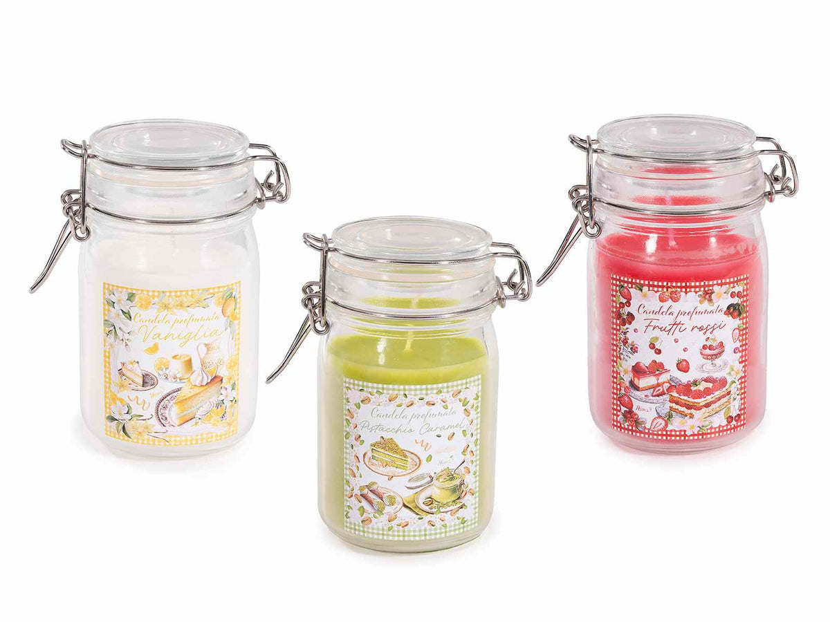 Candele profumate dolcetti in vasetto di vetro con chiusura ermetica, set da 6 pezzi, Ø 7 cm x 11,5 H