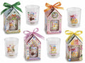 Candele pasquali profumate in vasetto / bicchiere di vetro e confezione, set da 8 pezzi, Candela: Ø 5,5 cm x 6,5 H
