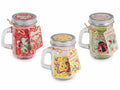 Candele profumate in boccale di vetro con coperchio in metallo con tag stampa, set da 12 pezzi, cm 7 x 5 x 8,5 H