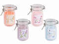 Candele profumate in vasetto vetro con tappo ermetico e stampa erbe, set da 8 pezzi, Ø 7 cm x 11,5 H