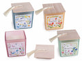 Candele profumate in barattolo di vetro con tappo in legno e nappina, set da 4 pezzi, cm 8 x 8 x 8,5 H