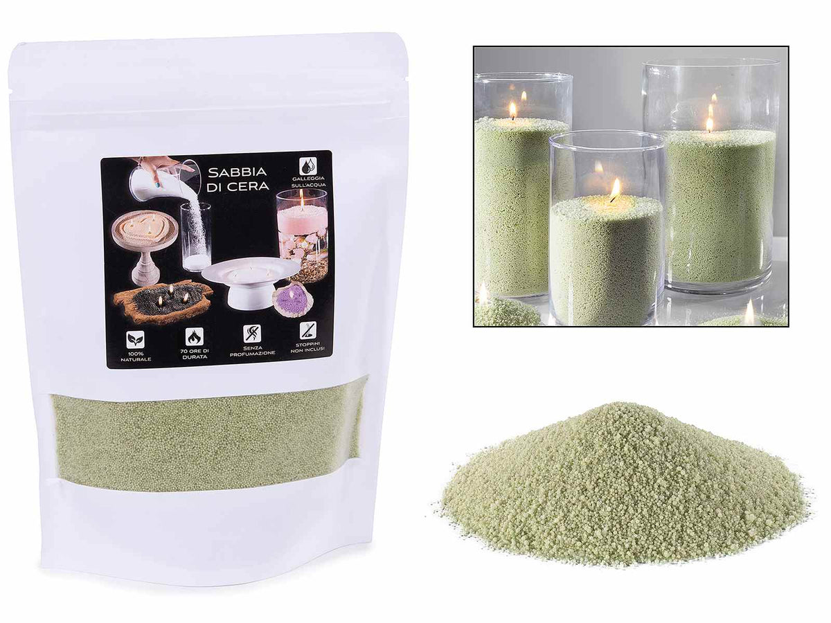 Cera in sabbia verde salvia in confezione singola - Kit fai da te, set da 2 pezzi, 500 g