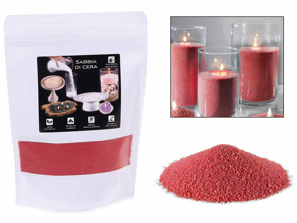 Cera in sabbia rosso rubino in confezione singola - Kit fai da te, set da 2 pezzi, 500 g