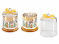 Candele di Natale con profumo in campana di vetro con fiocchetto, set da 2 pezzi, Ø 10,5 cm x 13,5 H
