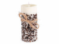 Candele profumate al caffè con veri chicchi e fiocco in juta, set da 2 pezzi, Ø 7 cm x 15 H