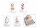 Candele di Natale in vasetto di vetro decorato con personaggio natalizio, set da 12 pezzi, Ø 5,5 cm x 6,5 H