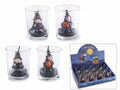 Candele di Halloween in vasetto di vetro trasparente con streghetta, set da 12 pezzi, Candela: Ø 5,5 x 6,5 H