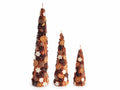 Candele a forma di albero di Natale con decorazioni glitter, biscottini, Grande: Ø 7 cm x 28,5 H