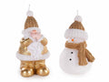 Candele di Natale a forma di Babbo Natale e pupazzo di neve con abiti dorati, set da 4 pezzi, Babbo: cm 6,5 x 7 x 12 H