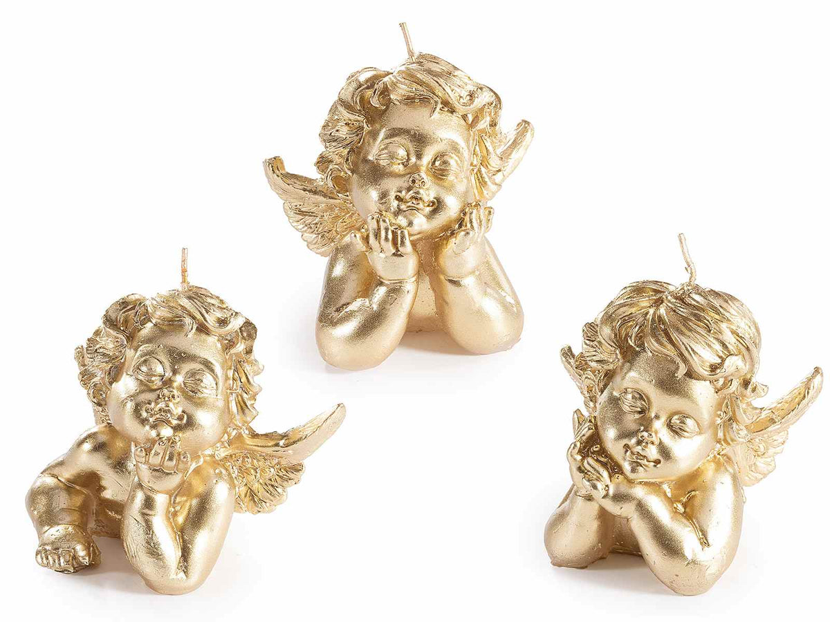 Candele di Natale a forma di angioletto dorato, set da 12 pezzi, cm 9,5 x 7 x 9,5 H