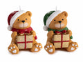 Candele di Natale ad orsetto natalizio colorato con cappello di Babbo Natale, set da 6 pezzi, cm 9 x 8,5 x 10,5 H