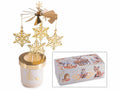 Candele di Natale di soia profumate con girandola metallizzata oro con pendenti, set da 2 pezzi, Candela: Ø 8 x 21 H