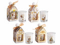 Candele profumate di Natale in bicchiere di vetro con decori Babbo Natale, set da 8 pezzi, Candela: Ø 5,5 cm x 6,5 H