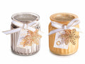 Candele profumate di Natale in vasetto di vetro riflettente con fiocco, decoro, set da 4 pezzi, Ø 8 cm x 9 H