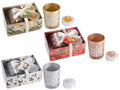 Confezioni regalo di Natale con portacandela in vetro e 2 tealight con decoro, set da 9 pezzi, Portacandela: Ø 5 x 6 H