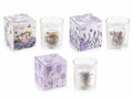 Candele profumate in vasetto di vetro decori lavanda in confezione regalo, set da 3 pezzi, Ø 8 cm x 9 H
