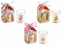 Candele profumate in bicchierino di vetro con stampa floreale e confezione, set da 6 pezzi, Ø 5 cm x 6 H