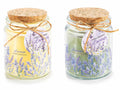 Candele profumate alla lavanda in barattolo di vetro con tappo in sughero e tag, set da 8 pezzi, Ø 7 cm x 9 H