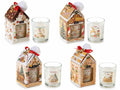 Candele profumate in bicchiere di vetro con decori pan zenzero, in confezione, set da 4 pezzi, Candela: Ø 5,5 cm x 6,5 H